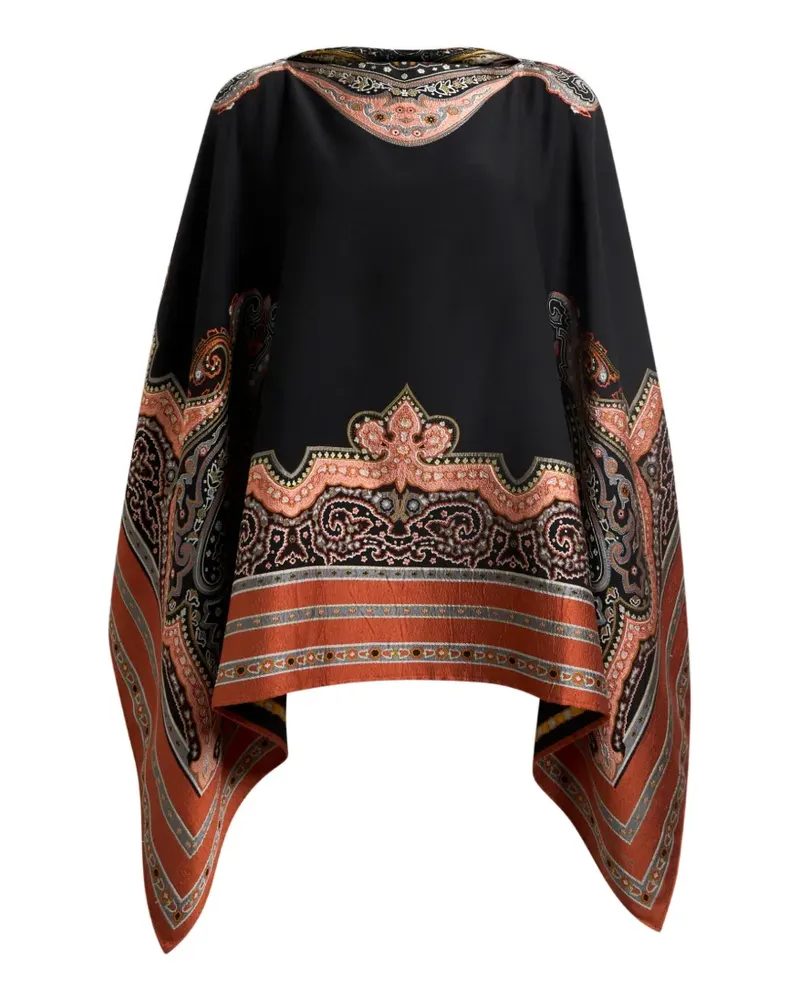Etro Bestickter Fil-Coupé-Poncho - Schwarz Schwarz