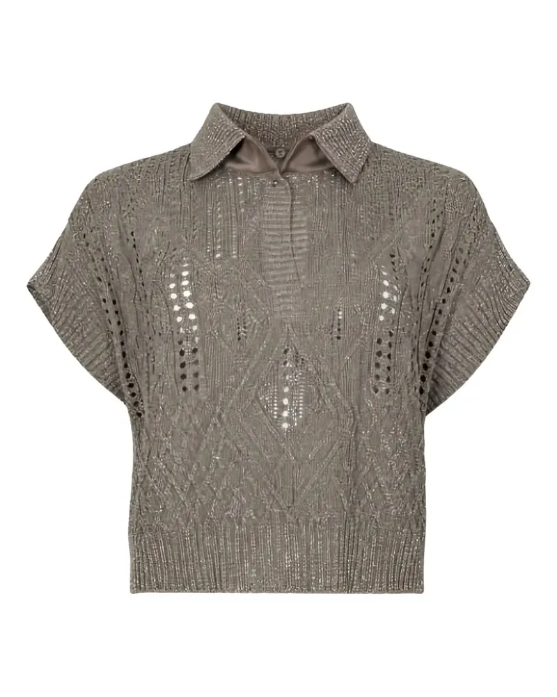 D.EXTERIOR cable-knit polo shirt - Grau Grau