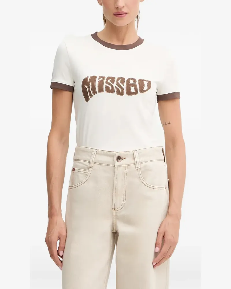 Miss Sixty appliquéd ringer T-shirt - Weiß Weiß
