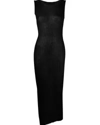 Maison Margiela Geripptes Strickkleid Schwarz