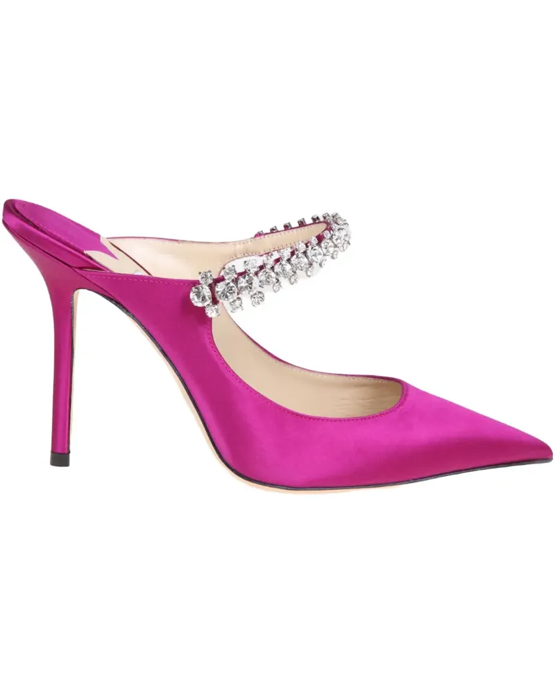 Jimmy Choo 100mm crystal-embellished pointed mules - Rosa Rosa