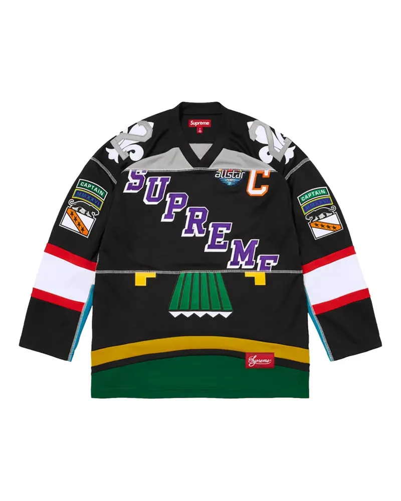 Supreme Being paneled long-sleeve hockey jersey - Schwarz Schwarz