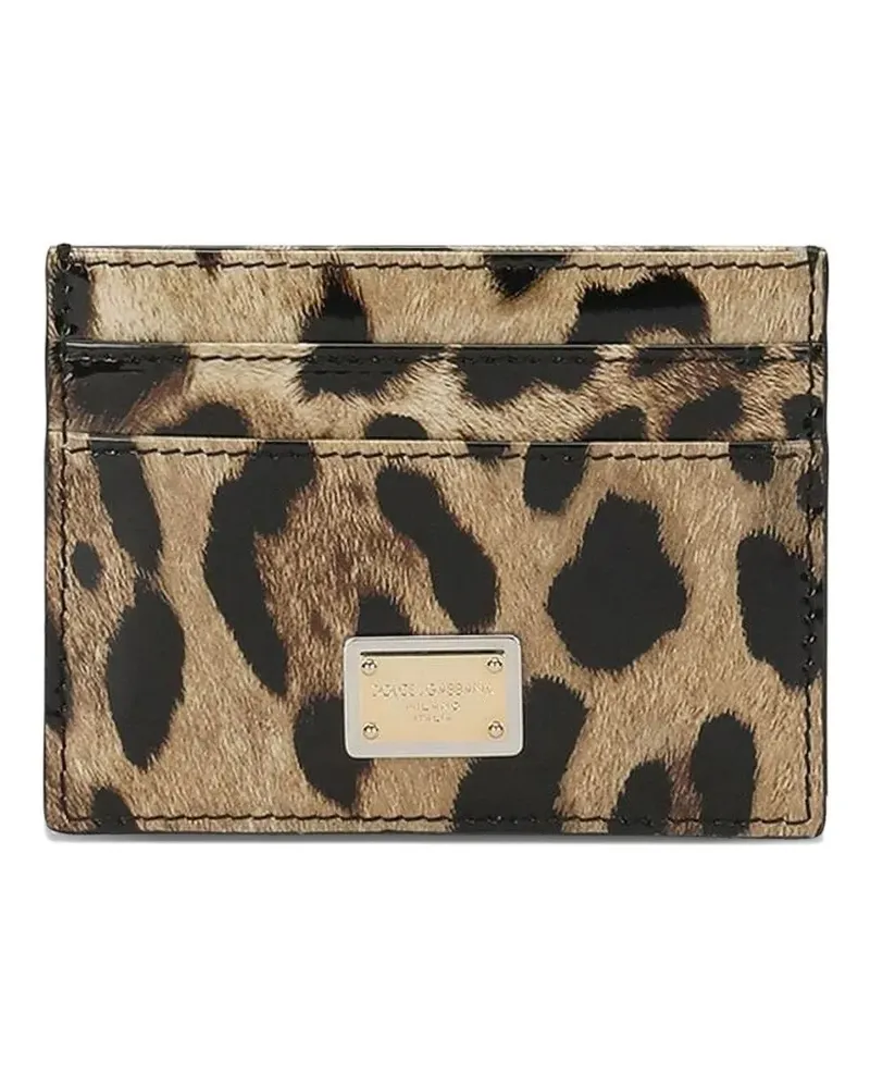 Dolce & Gabbana leopard-print logo-plaque card holder - Braun Braun
