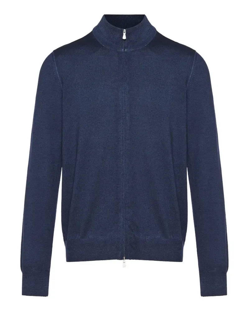 Gran Sasso Stehkragen-Cardigan mit Reißverschluss - Blau Blau