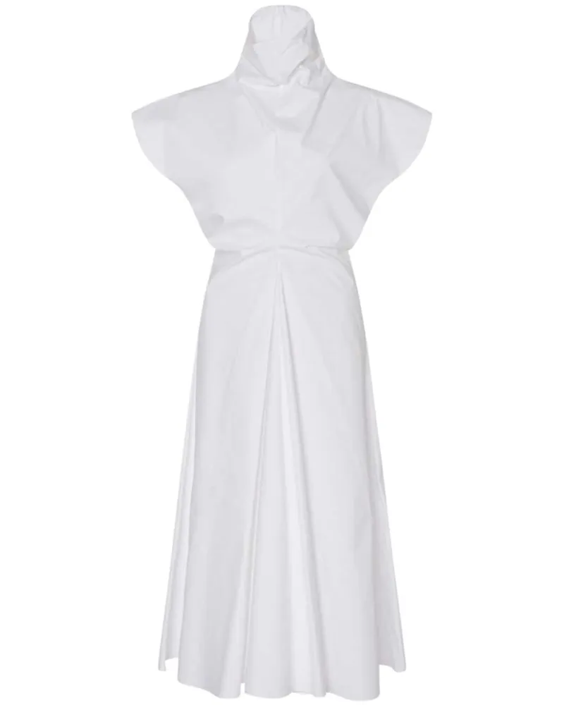 Rosetta Getty Midikleid mit Stehkragen - Weiß Weiß