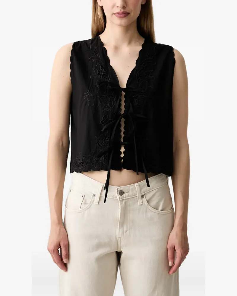 Hoss Intropia Cecilia embroidered scallop-edge vest - Schwarz Schwarz