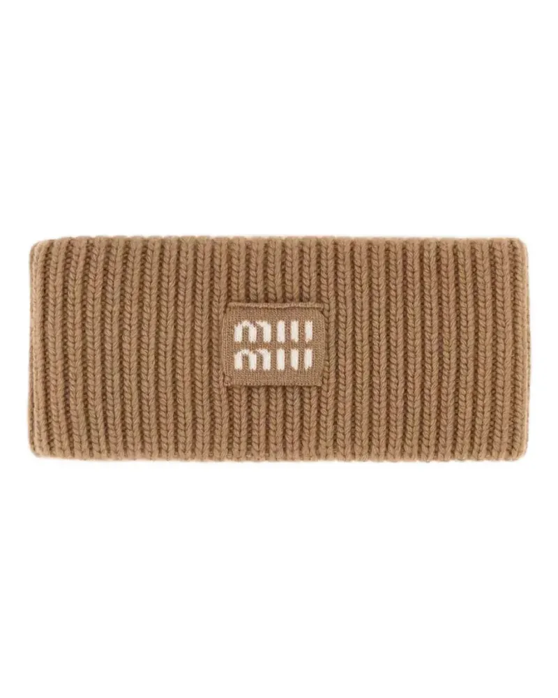 Miu Miu Gerippte Haarschmuck mit Logo - Nude Nude