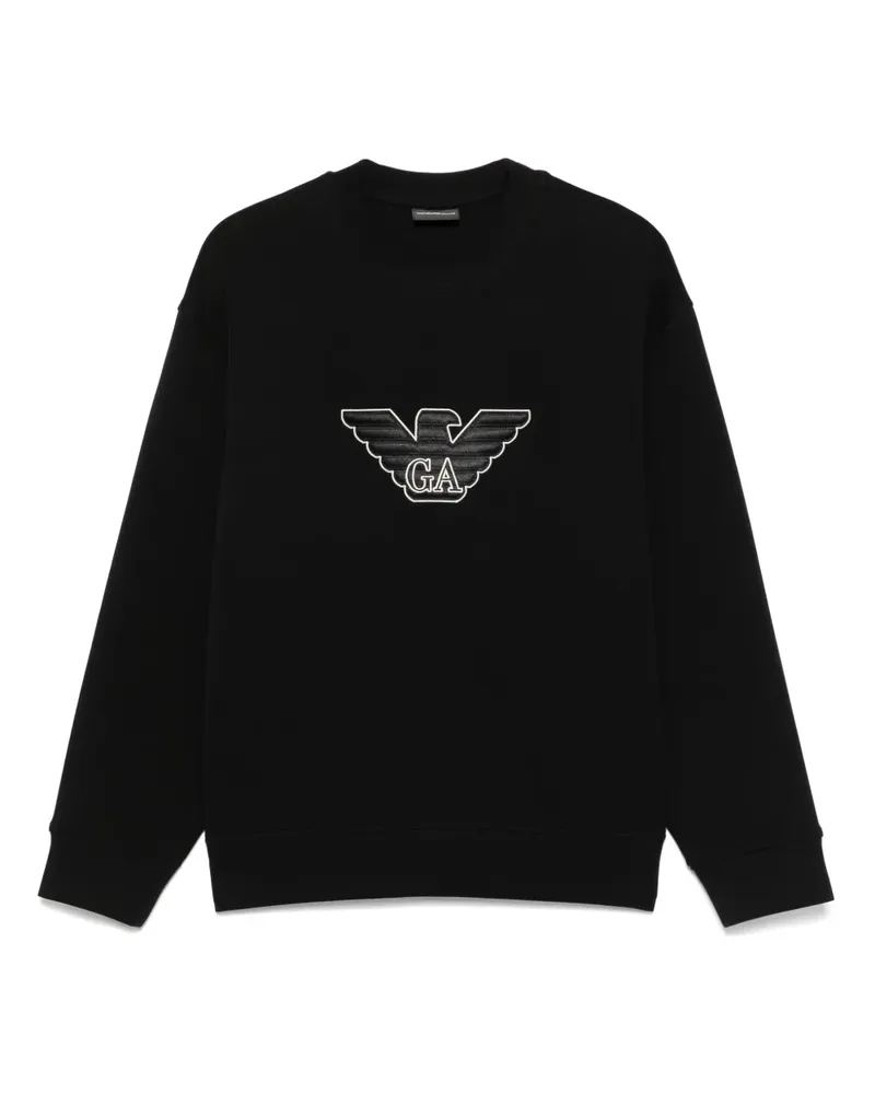 Emporio Armani Sweatshirt mit Logo-Patch - Schwarz Schwarz
