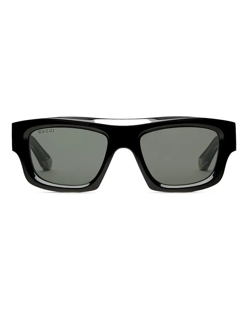 Gucci Sonnenbrille mit eckigem Gestell - Schwarz Schwarz