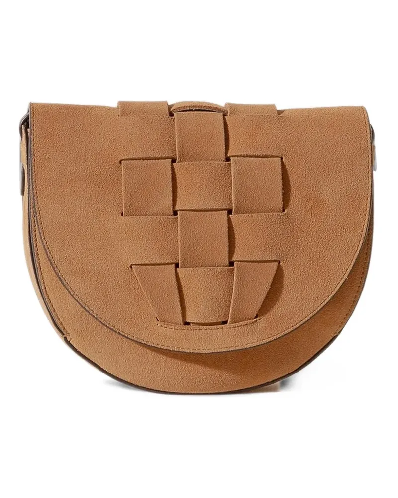 HEREU Sinia interwoven suede cross body bag - Braun Braun