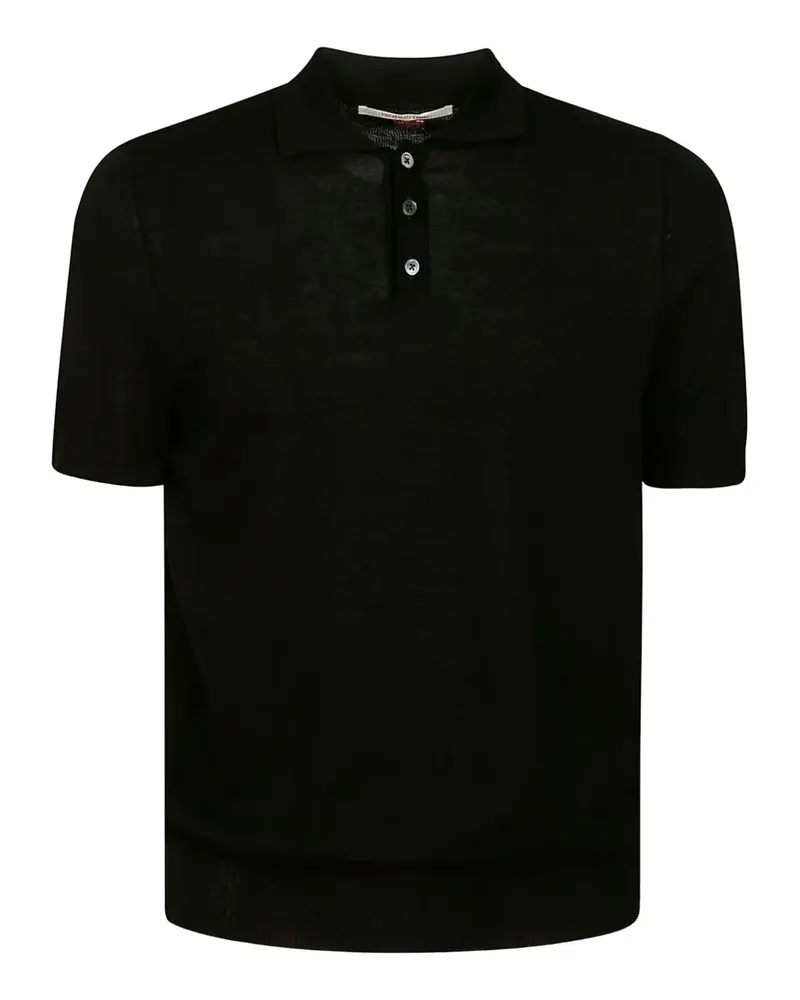 Alpha Industries Poloshirt mit Button-down-Kragen - Schwarz Schwarz