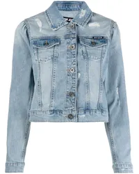 DKNY Cropped-Jeansjacke mit gerippten Details Blau