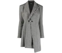 asymmetric herringbone double-breasted blazer - Schwarz