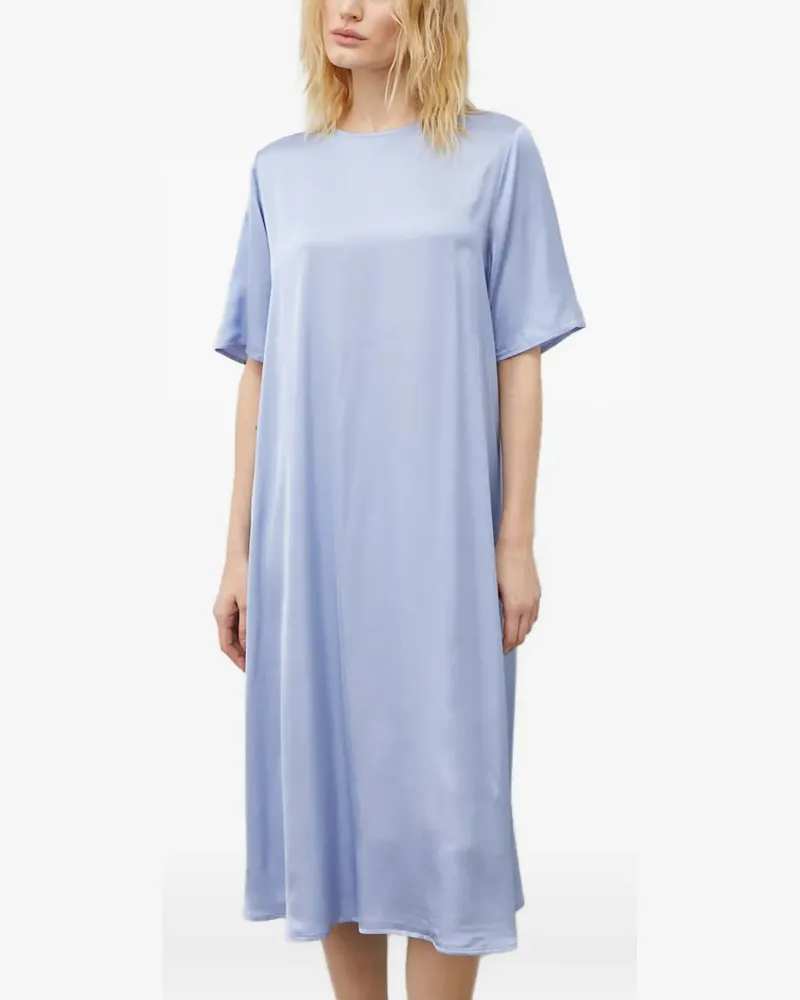 Samsøe & Samsøe Kurzärmeliges Sadenise Midikleid mit Schlüsselloch - Blau Blau