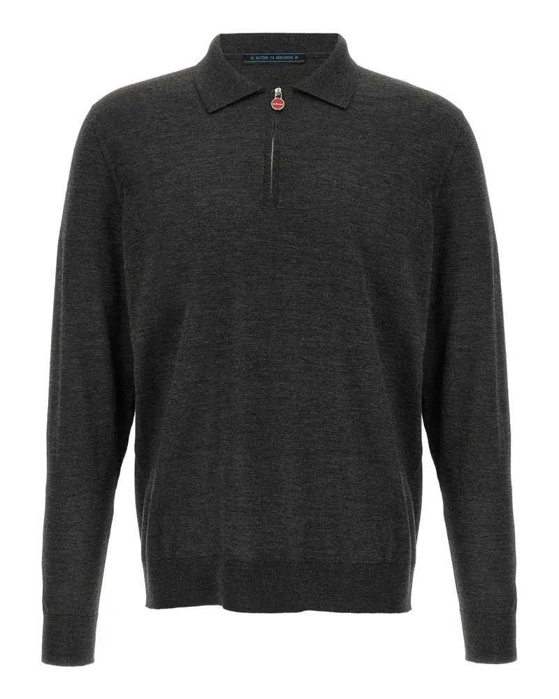 Kiton Melierte Strickpullover mit kurzem Reißverschluss - Grau Grau