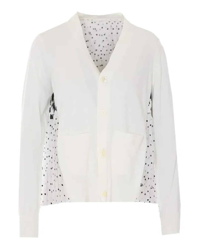 Sacai floral-print pleated cardigan - Weiß Weiß