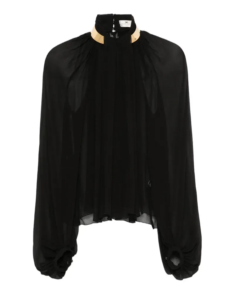 Elisabetta Franchi Semi-transparente Bluse mit Metallkragen - Schwarz Schwarz