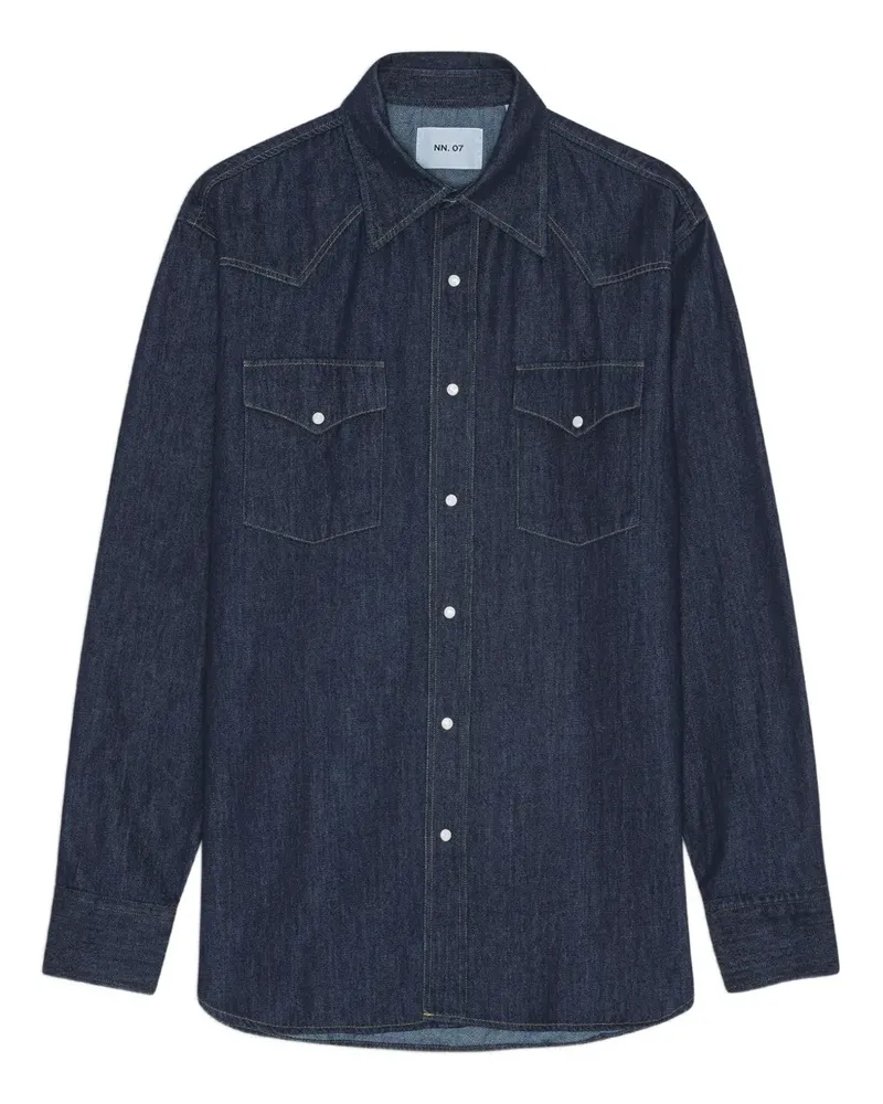NN 07 Westernhemd aus Denim - Blau Blau