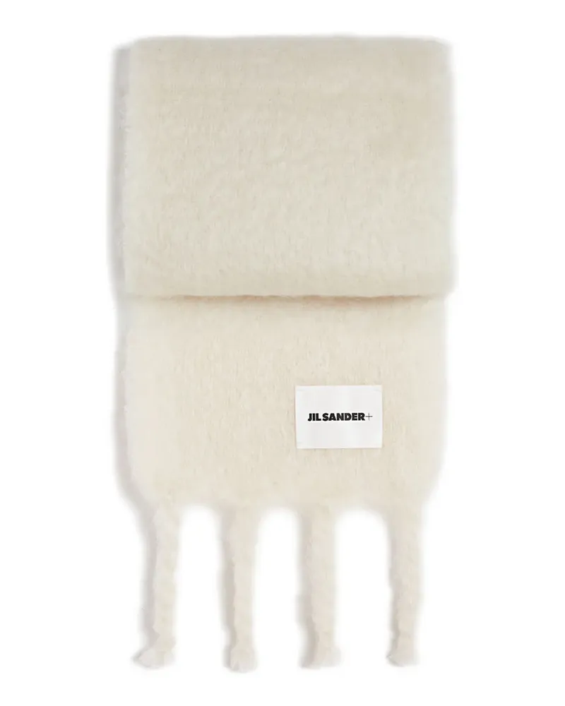 Jil Sander Schal mit Logo-Patch - Weiß Weiß