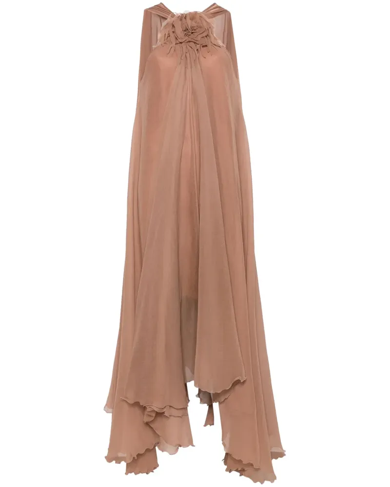 Blumarine Maxikleid mit Broschen - Nude Nude