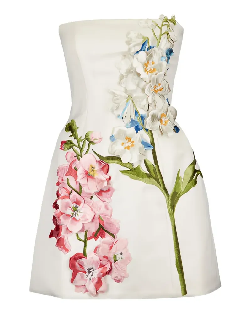 LEO LIN Roselle floral-embroidered strapless mini dress - Weiß Weiß