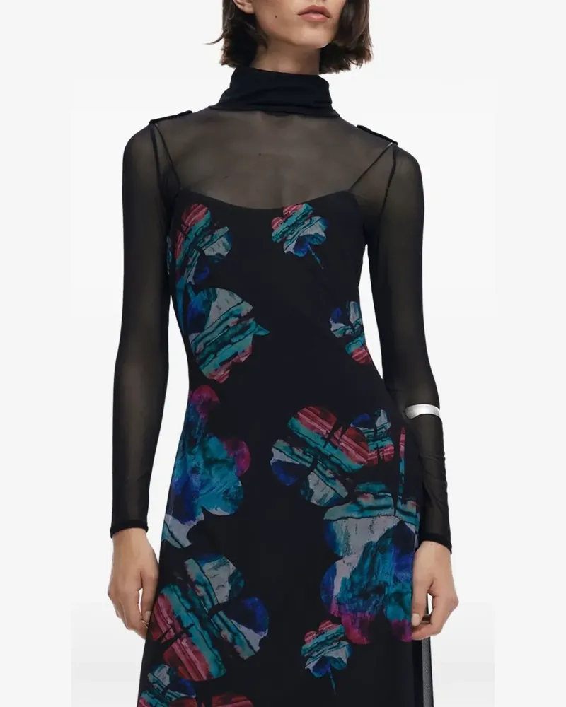 Desigual Black Polyester Women Dress - Schwarz Schwarz