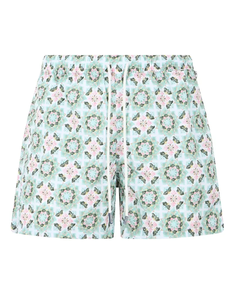 Fedeli floral-print drawstring swim shorts - Blau Blau