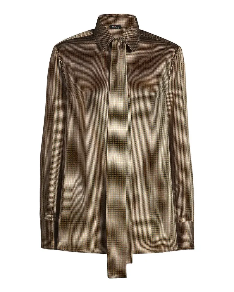 Kiton Hemd mit Mikro-Muster mit Schluppenkragen - Braun Braun