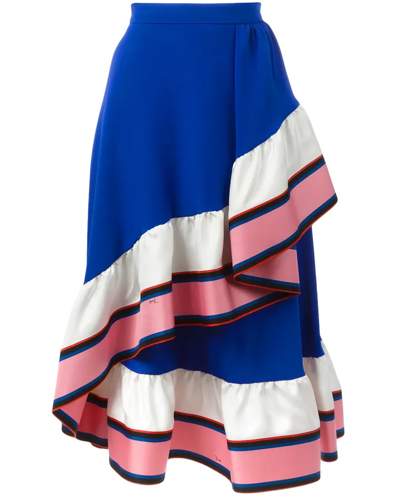 Emilio Pucci Seidenrock mit Volant-Saum - Blau Blau