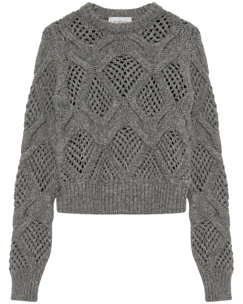 SPORTMAX Pullover mit Lochstrickmuster Grau