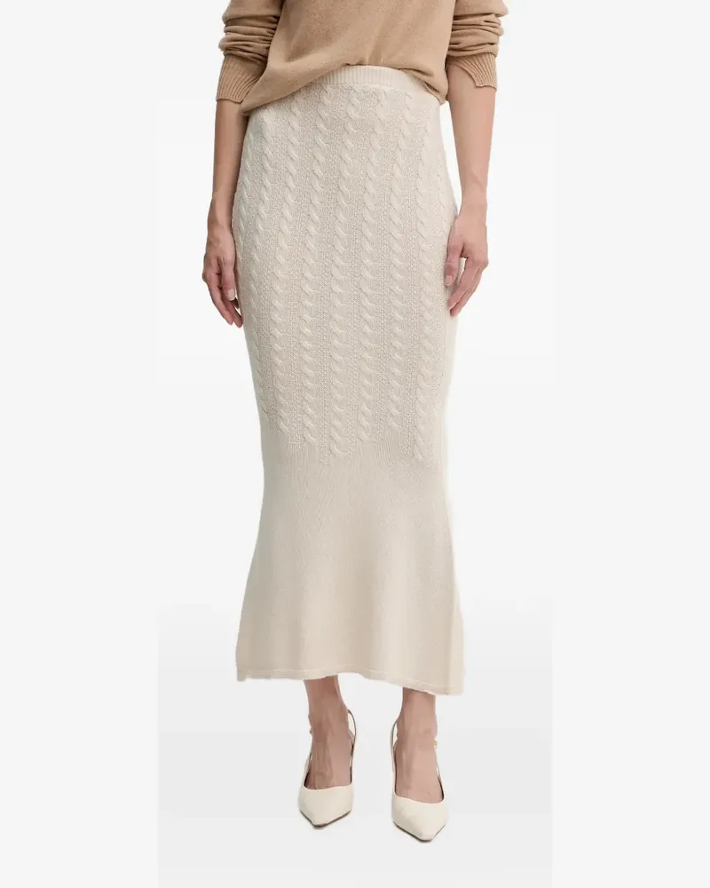 Twin-Set cable-knit flared-hem midi skirt - Nude Nude