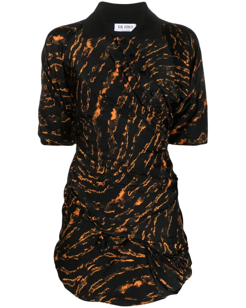 ATTICO Gerafftes Kleid mit abstraktem Print - Schwarz Schwarz