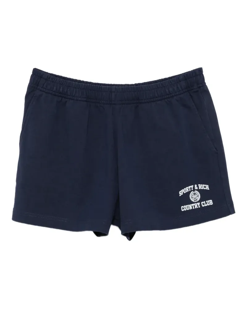 SPORTY & RICH logo-print elasticated shorts - Blau Blau