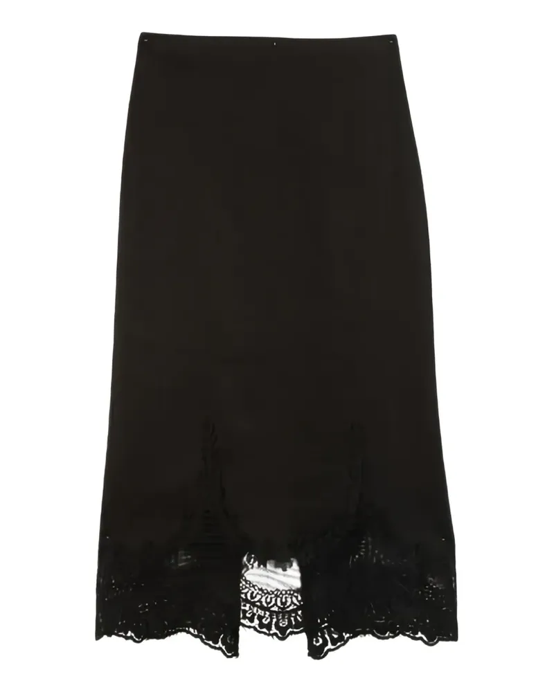 Twin-Set lace-trimmed midi skirt - Schwarz Schwarz