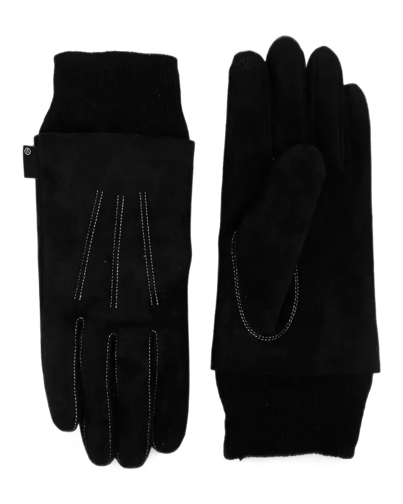 Undercover contrast-stitch ribbed-cuff gloves - Schwarz Schwarz
