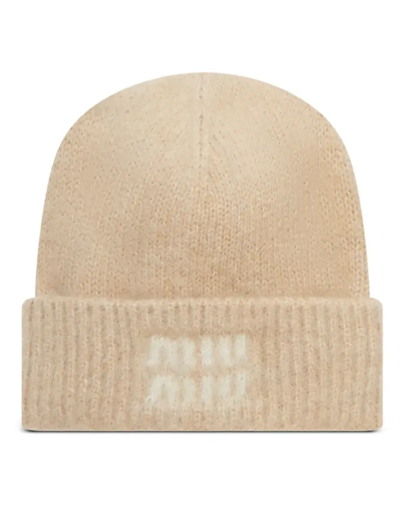 Miu Miu Mütze mit Logo - Nude Nude