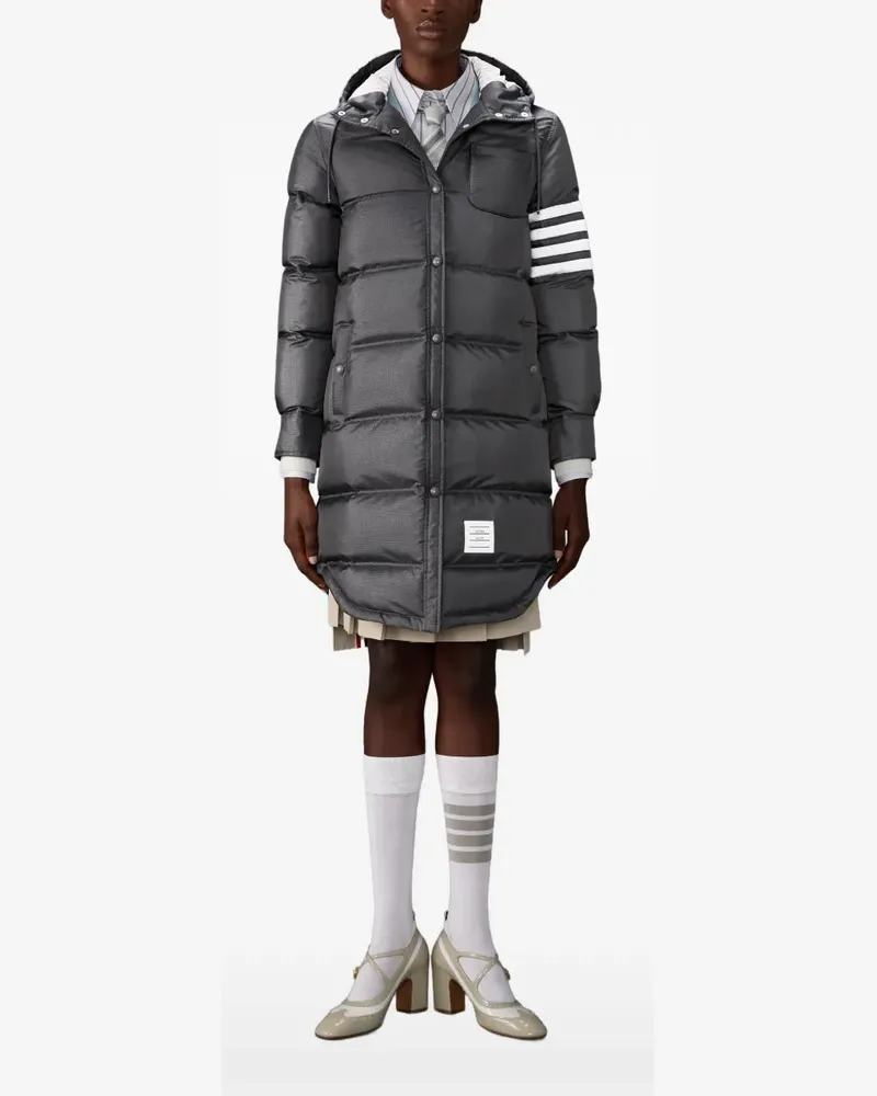 Thom Browne Parka mit 4-Streifen-Logo - Grau Grau