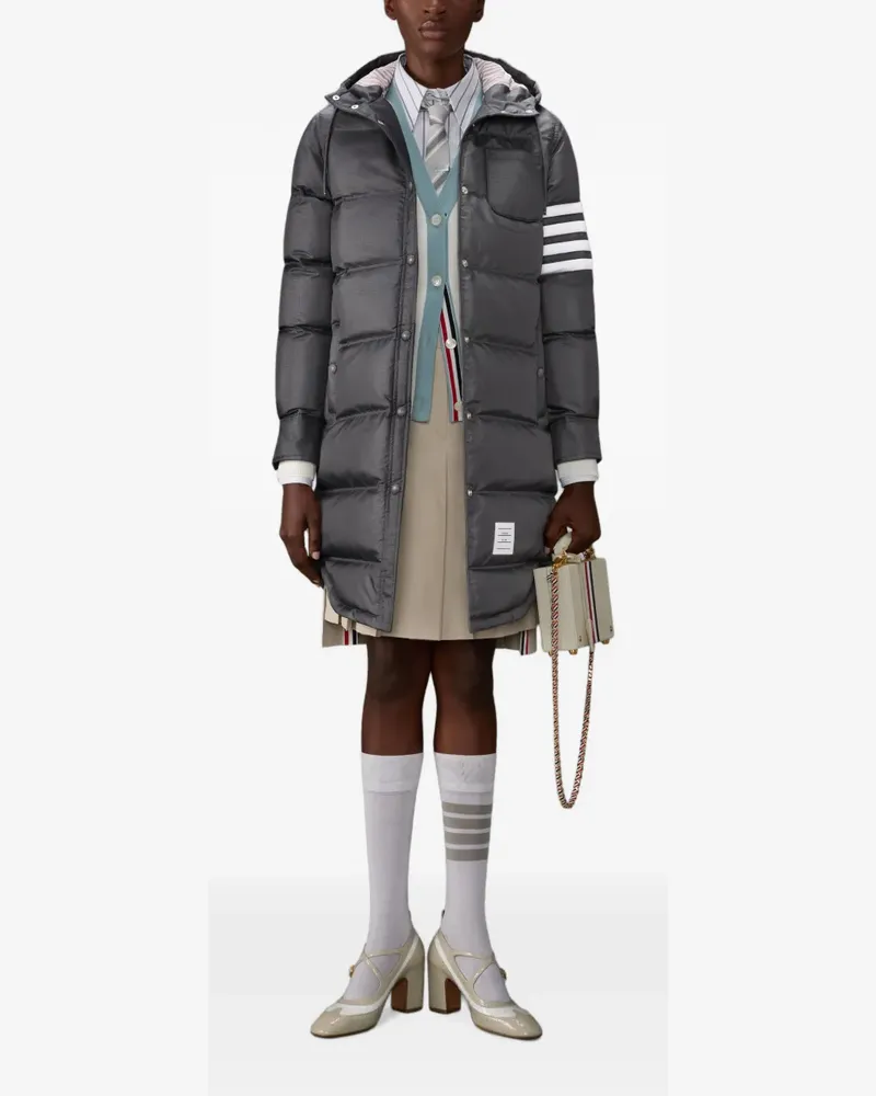 Thom Browne Parka mit 4-Streifen-Logo - Grau Grau