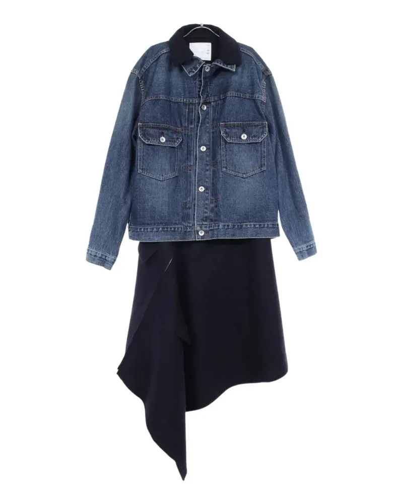 Sacai 2010s asymmetrisches Kleid mit Jeanseinsatz - Blau Blau