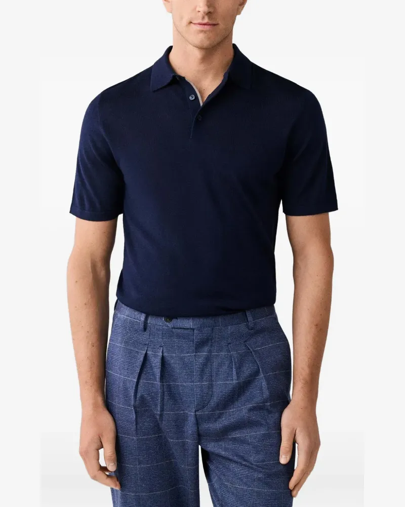 Hackett Gestricktes Poloshirt - Blau Blau