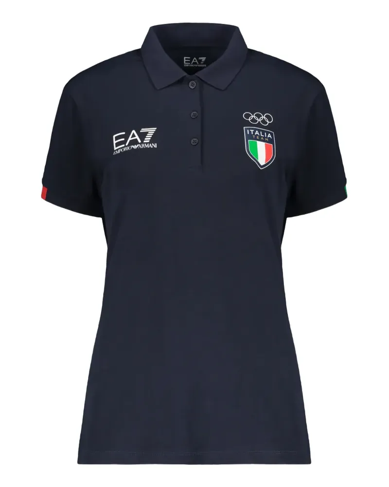EA7 logo-print short-sleeve polo shirt - Blau Blau