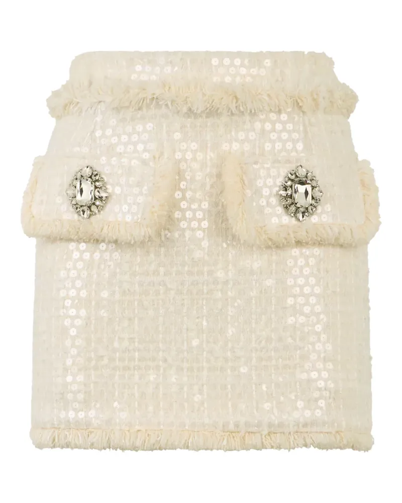 Philipp Plein Minirock Tweed mit Pailletten - Nude Nude