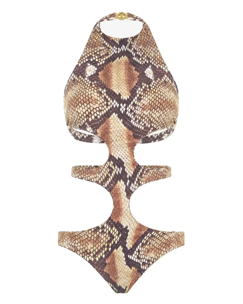 Roberto Cavalli Badeanzug aus Pythonleder - Braun Braun
