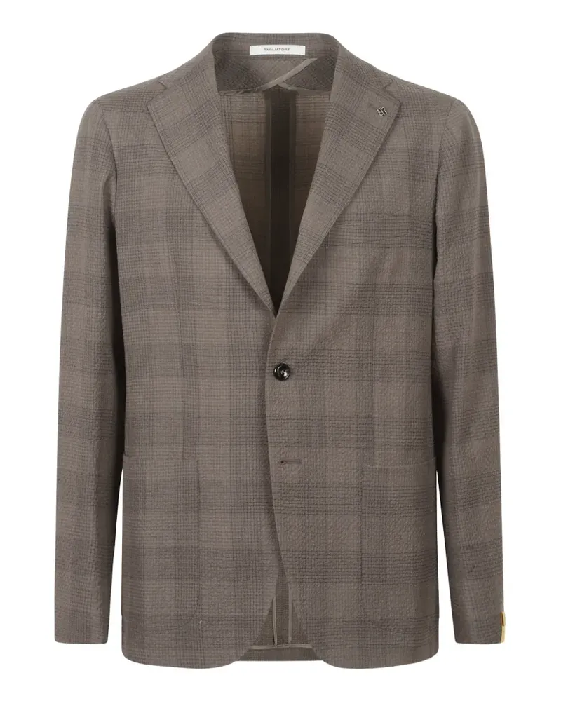 Tagliatore check-pattern seersucker blazer - Braun Braun