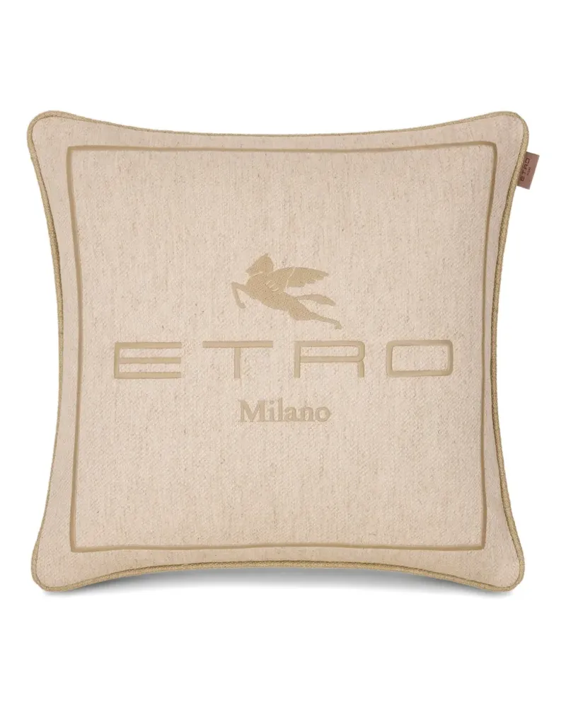 Etro embroidered logo cushion - Nude Nude