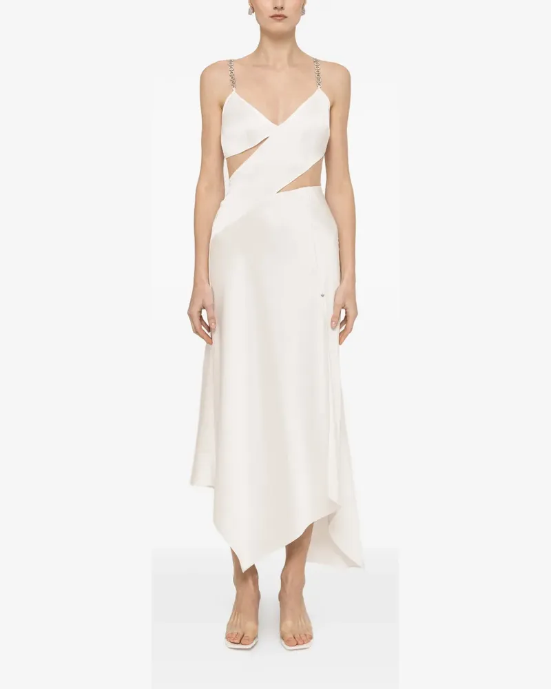 NISSA crystal-strap midi dress - Weiß Weiß