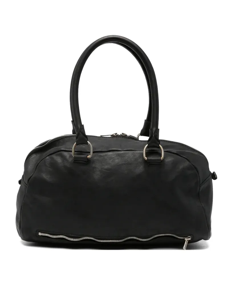 GUIDI zip-detail leather tote bag - Schwarz Schwarz