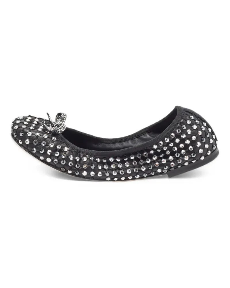 René Caovilla Galaxia Ballerinas in geraffter Optik - Schwarz Schwarz