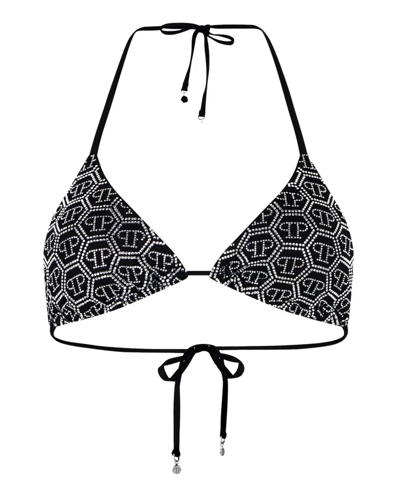 Philipp Plein Swimming Triangel-BH mit Monogramm - Schwarz Schwarz