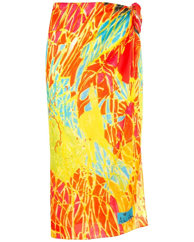Amir Slama Sarong aus Seide mit Batikmuster - Mehrfarbig Mehrfarbig